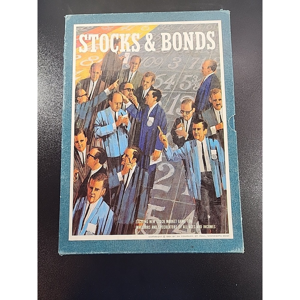 VINTAGE STOCKS &‎ BONDS BOARD GAME-3M BOOKSHELF 1964 COMPLETE